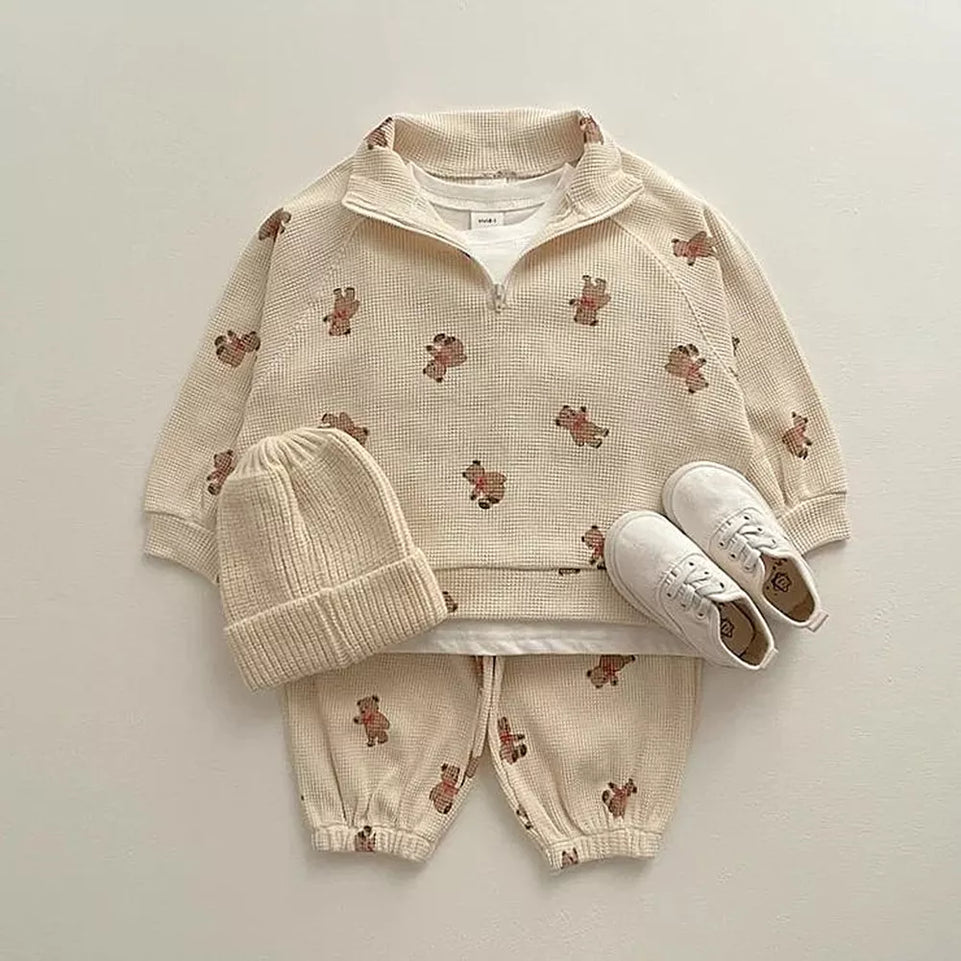 Spring Infant Baby Cartoon Clothing Sets Toddler Boys Girls Long Sleeve Sweatshirt + Pants 2pcs Suit Kids Cute Bear Clothes Set