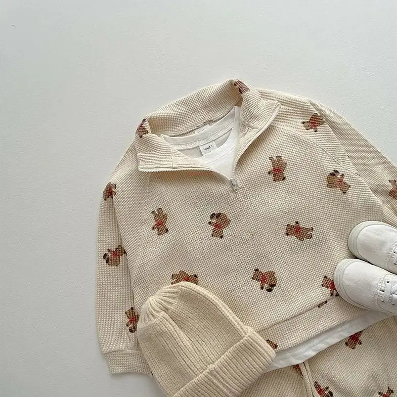 Spring Infant Baby Cartoon Clothing Sets Toddler Boys Girls Long Sleeve Sweatshirt + Pants 2pcs Suit Kids Cute Bear Clothes Set