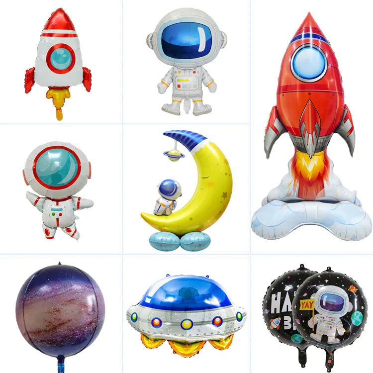 3D Astronaut Fiol Balloons Large Moon Spaceman Baloons For Baby Shower Favors Boy Kids Outer Space Birthday Party Decorations