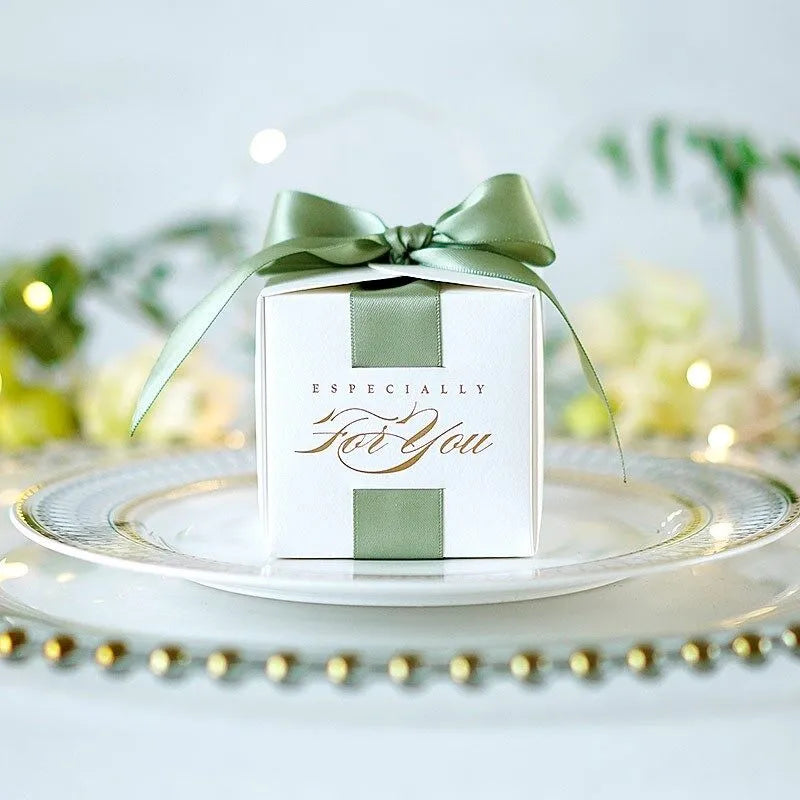 Custom Logo Wedding Favors Gift Box With Ribbon Candy Boxes For Christening Baby Shower Birthday Event Party Supplies