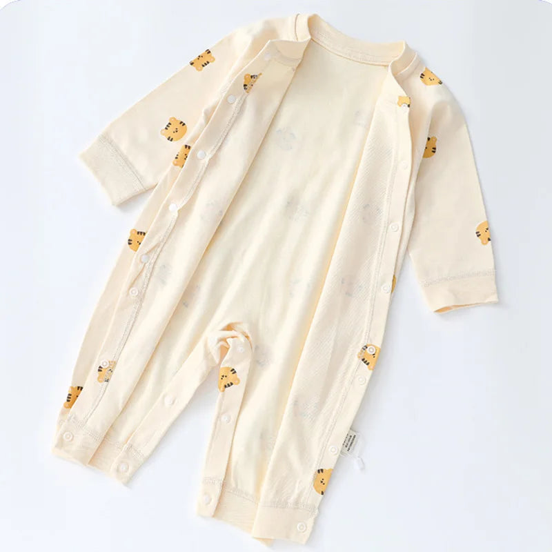 Muslin Newborn Jumpsuit Cartoon Bear Long Sleeves Baby Rompers for Boys Girls Autumn Clothes Infant Outfit Toddler Onesie 0-18M